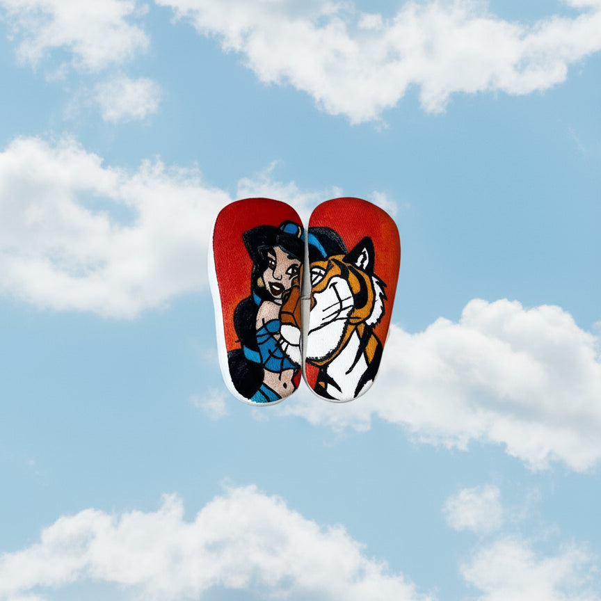 Scarpette per neonati Principessa Jasmine con Rajah