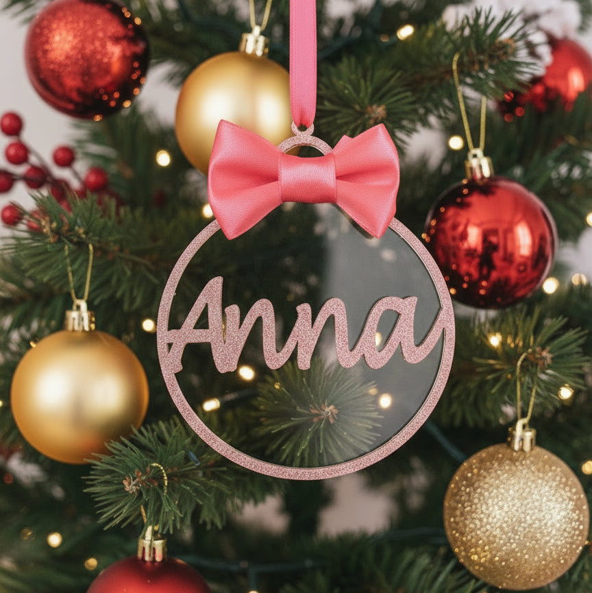 Pallina di Natale Con Scritta Nome Rosa gold