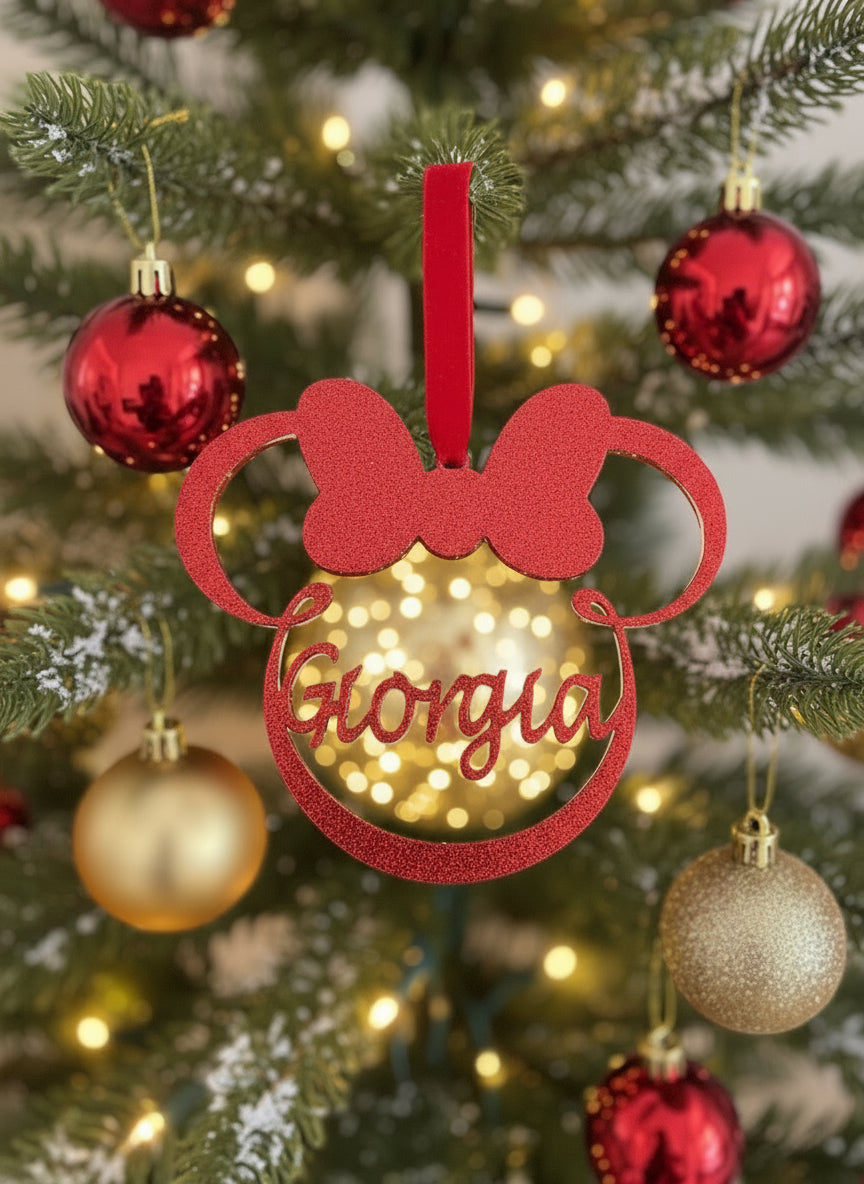 Pallina di Natale a forma di Minnie Personalizzabile con Nome