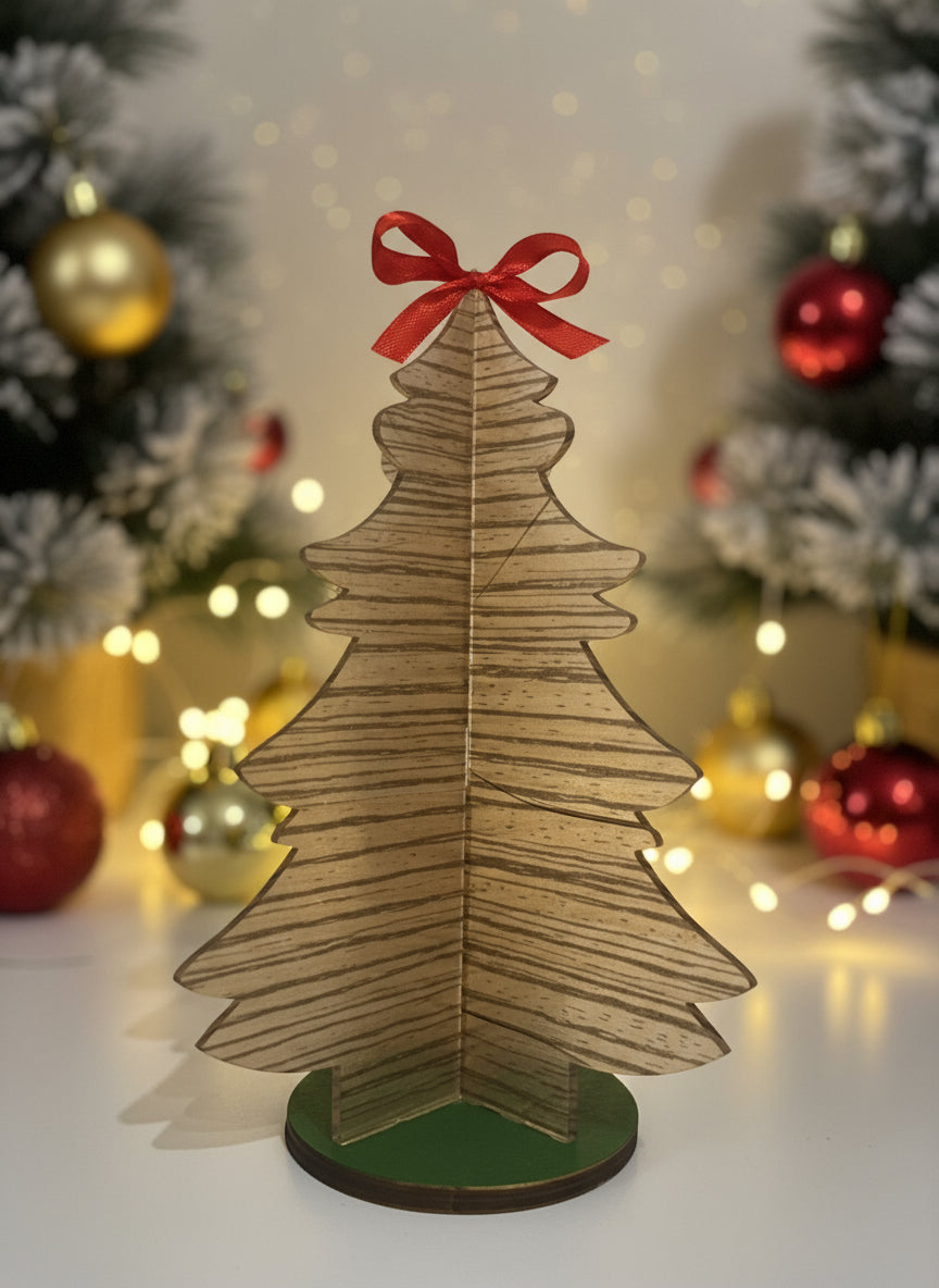 Alberelli di Natale in Plexiglass con Fiocco Rosso