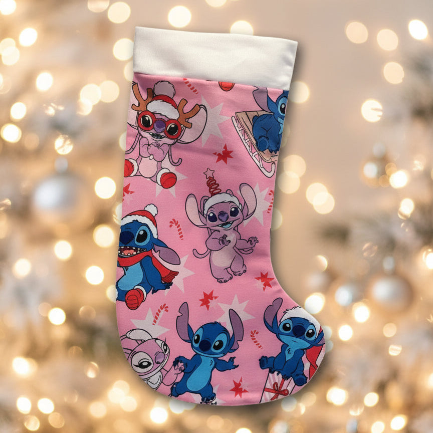 Calza Natalizia Stitch- Personalizzabile con Nome in Plexiglass o Legno