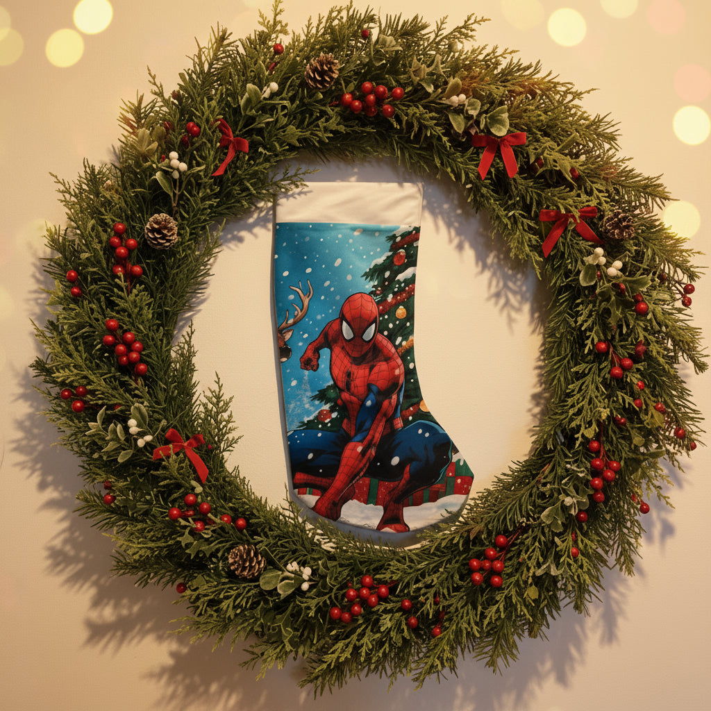 Calza Natalizia Spiderman- Personalizzabile con Nome in Plexiglass o Legno