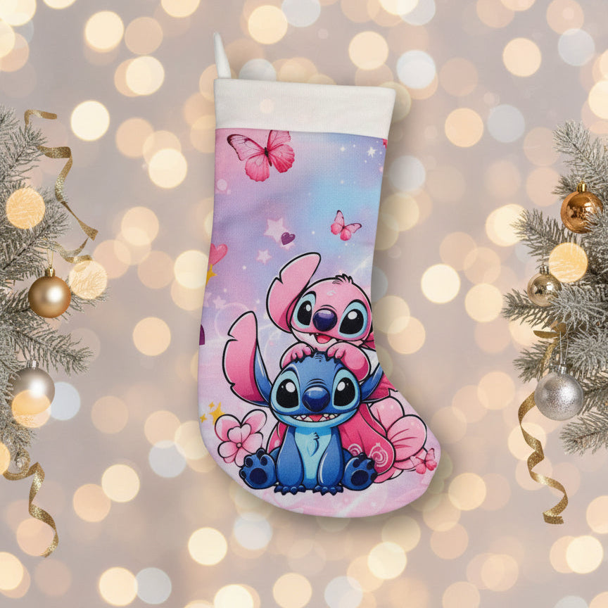 Calza Natalizia Stitch- Personalizzabile con Nome in Plexiglass o Legno - MC Creazioni