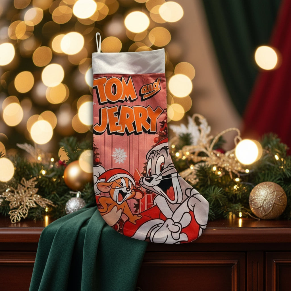 Calza Natalizia Tom E Jerry - Personalizzabile con Nome in Plexiglass o Legno