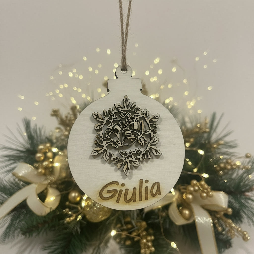 Pallina di Natale in Legno Personalizzata con Nome – Decorazione Natalizia Artigianale Incisa
