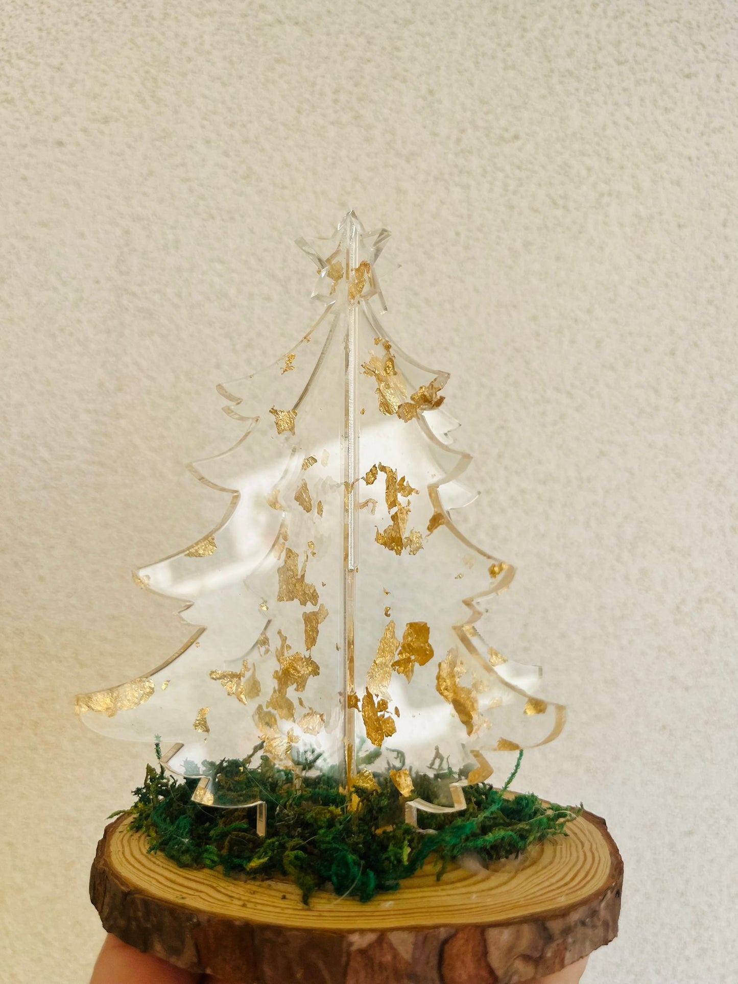 Albero di Natale in Plexiglass Con Base in Legno