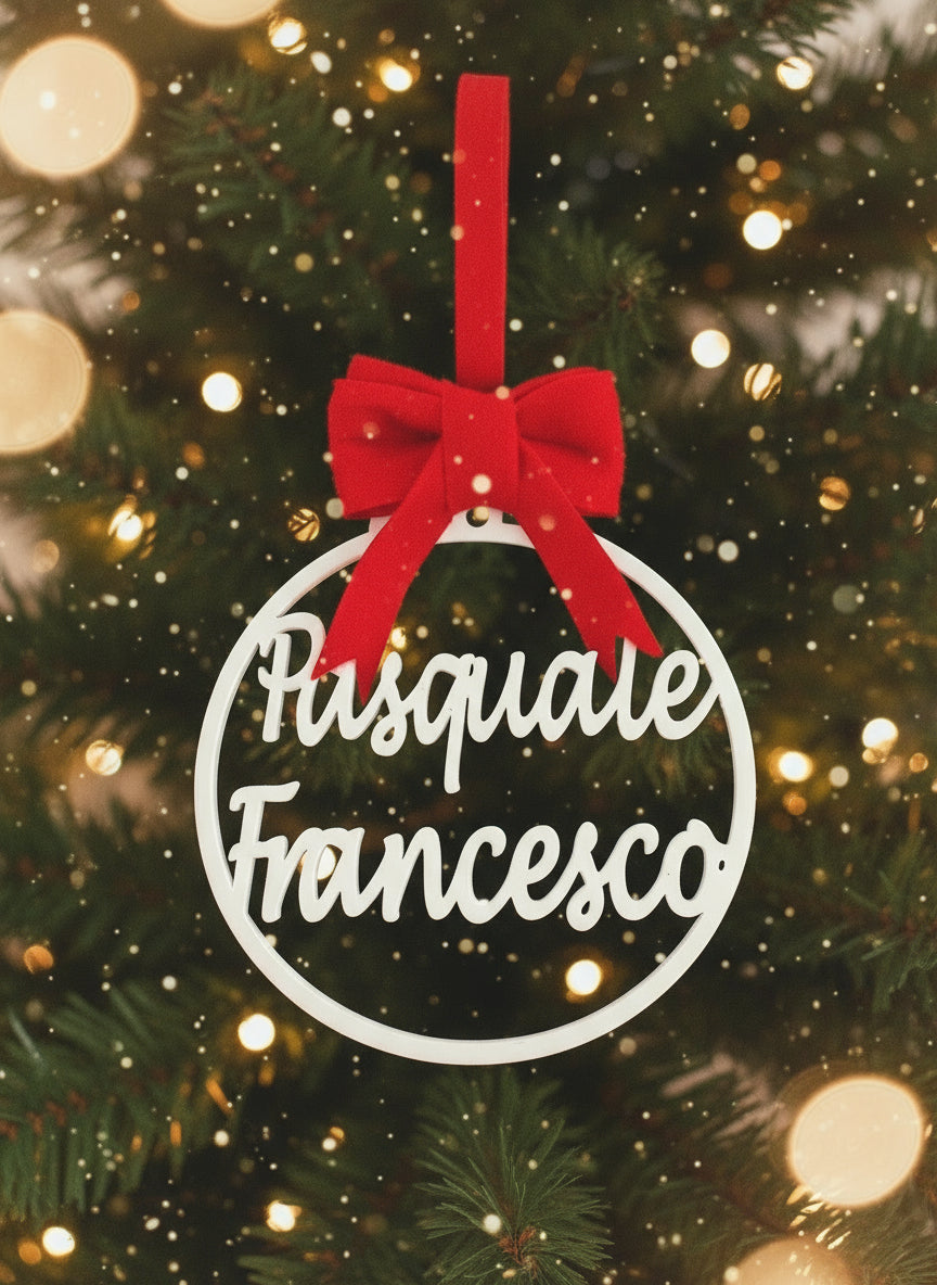 Pallina di Natale Con Appendino Rosso + Incisione del nome