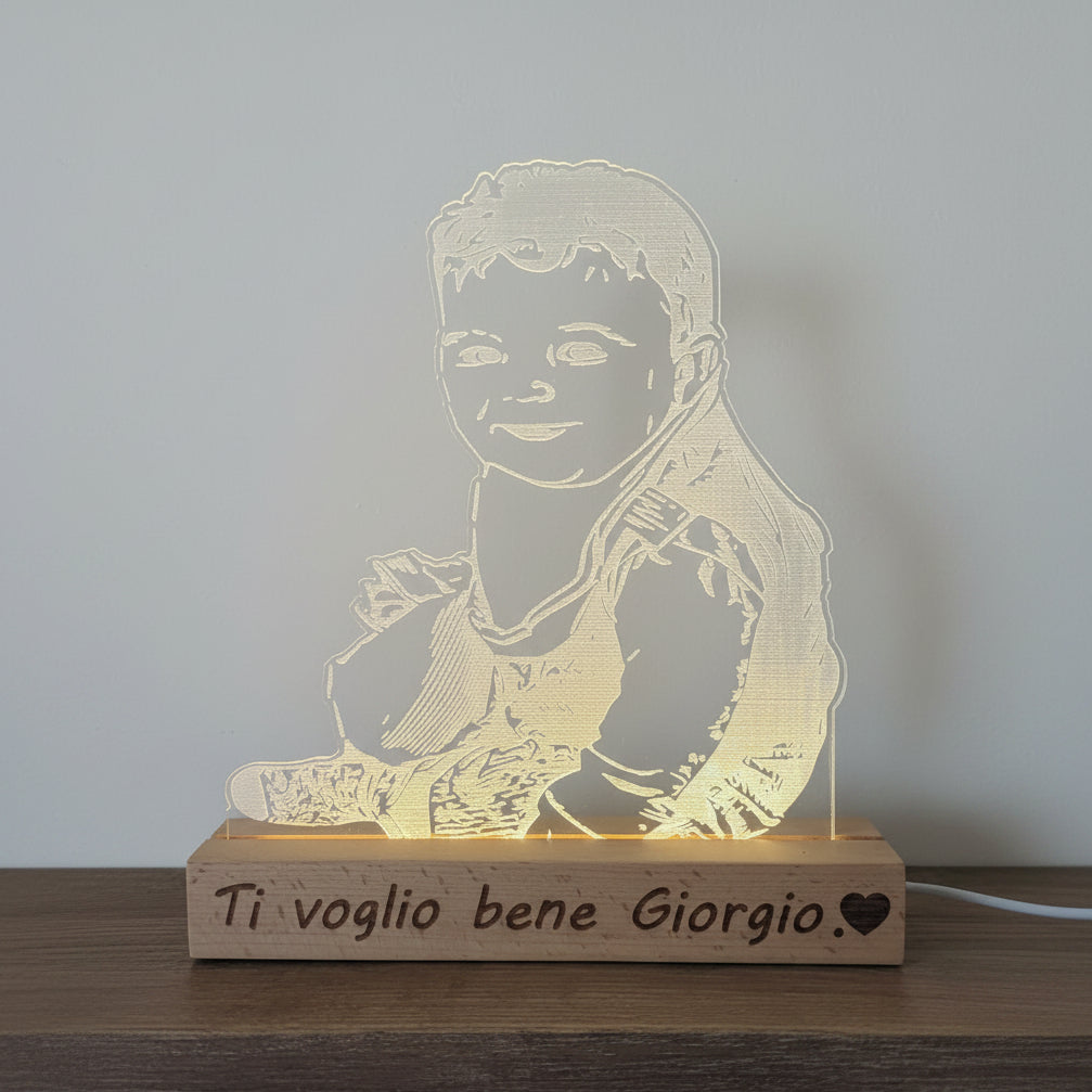 Lampada in Legno con dedica personalizzata
