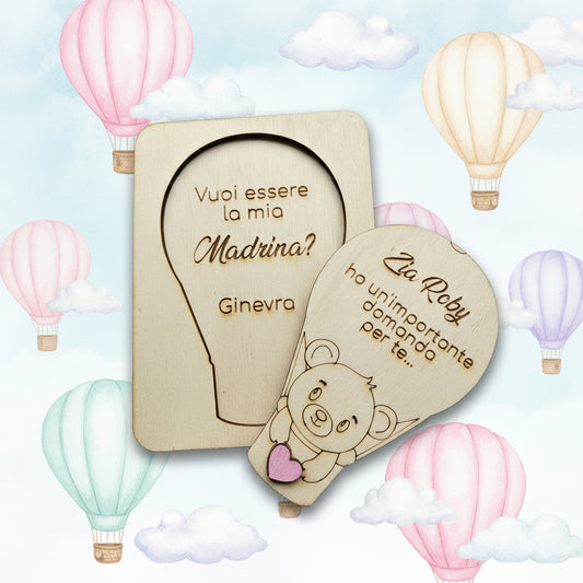 Regalo madrina e padrino battesimo - Mongolfiera Personalizzato