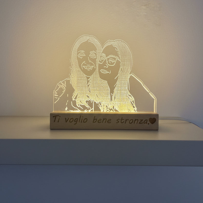 Lampada in Legno con dedica personalizzata Amiche