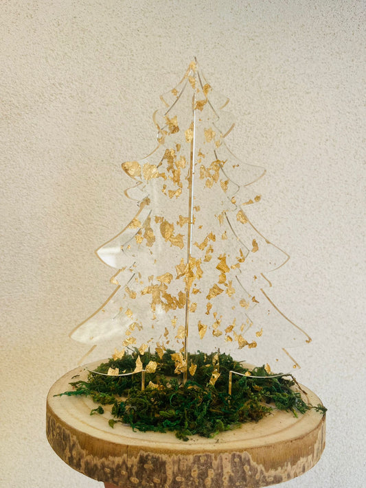 Albero di Natale in Plexiglass Con Base in Legno