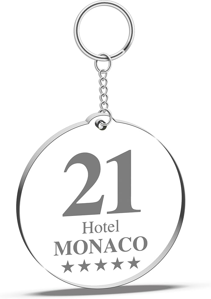 Portachiavi in Plexiglas forma tonda per Hotel o b&b con numero stanza personalizzabile (4 cm x 4,2 cm)