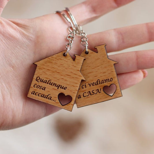 PORTACHIAVE IN LEGNO A FORMA DI CASA, AMORE, FAMIGLIA, LOVE