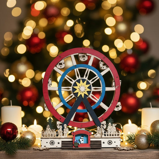 Ruota Panoramica Natalizia in legno con dettagli artigianali