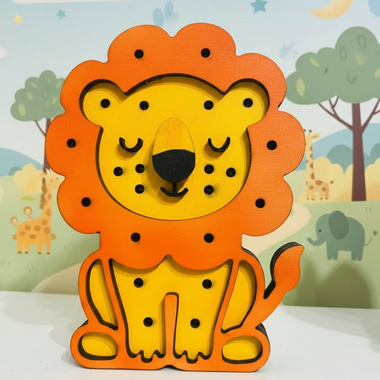 Lampada LED da Cameretta in Legno –  Leone