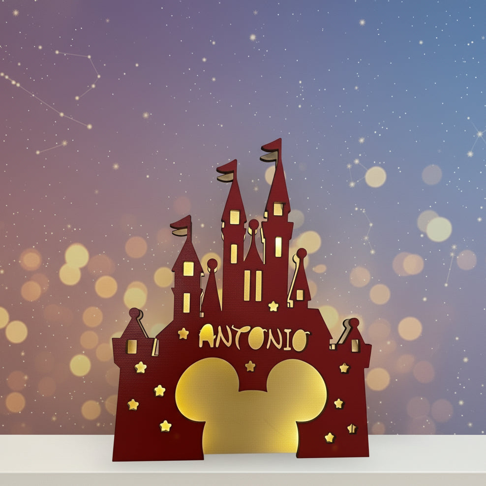 Lampada in legno Castello Walt Disney Tribute con luce led  - Tema Topolino