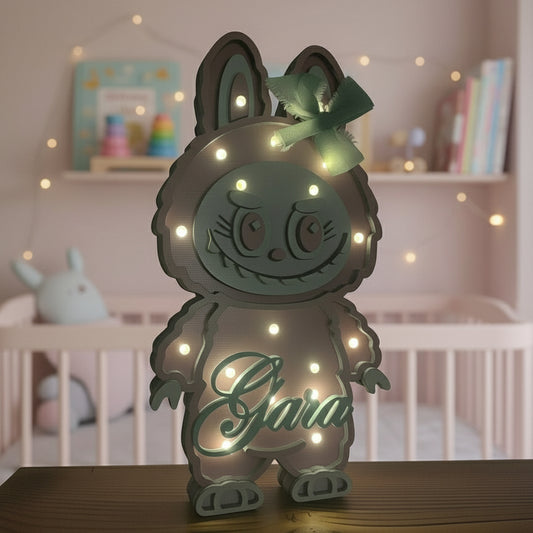 Lampada LED da Cameretta in Legno – Labuba Rosa con Nome