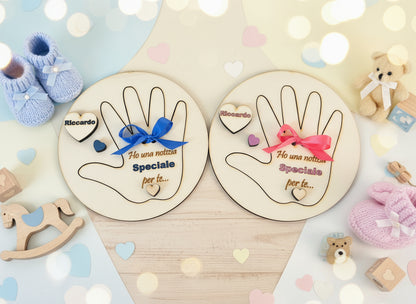 Regalo madrina e padrino battesimo - Mano in Legno Personalizzato