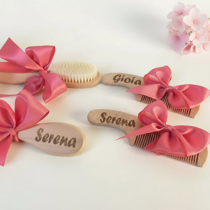 Set Spazzolina e Pettinino in Legno Personalizzati