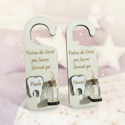 Targhetta “Fatina dei Denti” Personalizzata con Boccetta – Porta Dente da Appendere