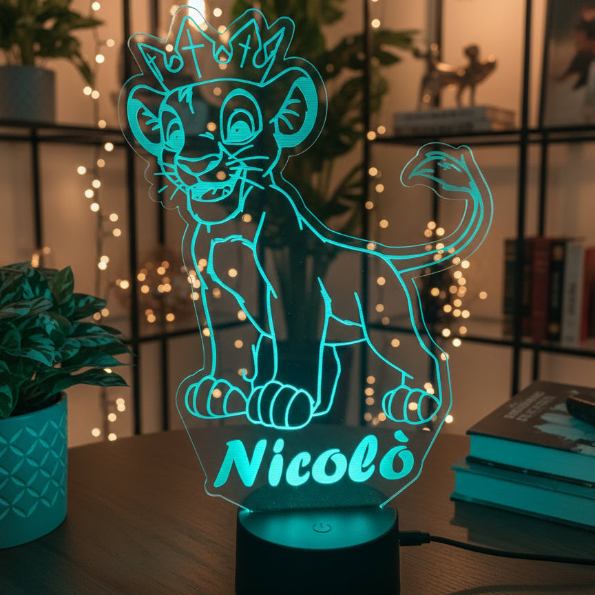Lampada LED Personalizzata – Re Leone con Nome