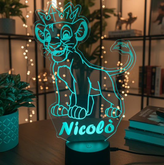 Lampada LED Personalizzata – Re Leone con Nome