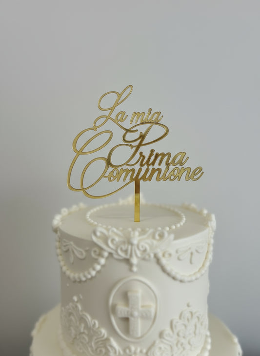 Cake Topper “La mia Prima Comunione” in Plexiglass Oro