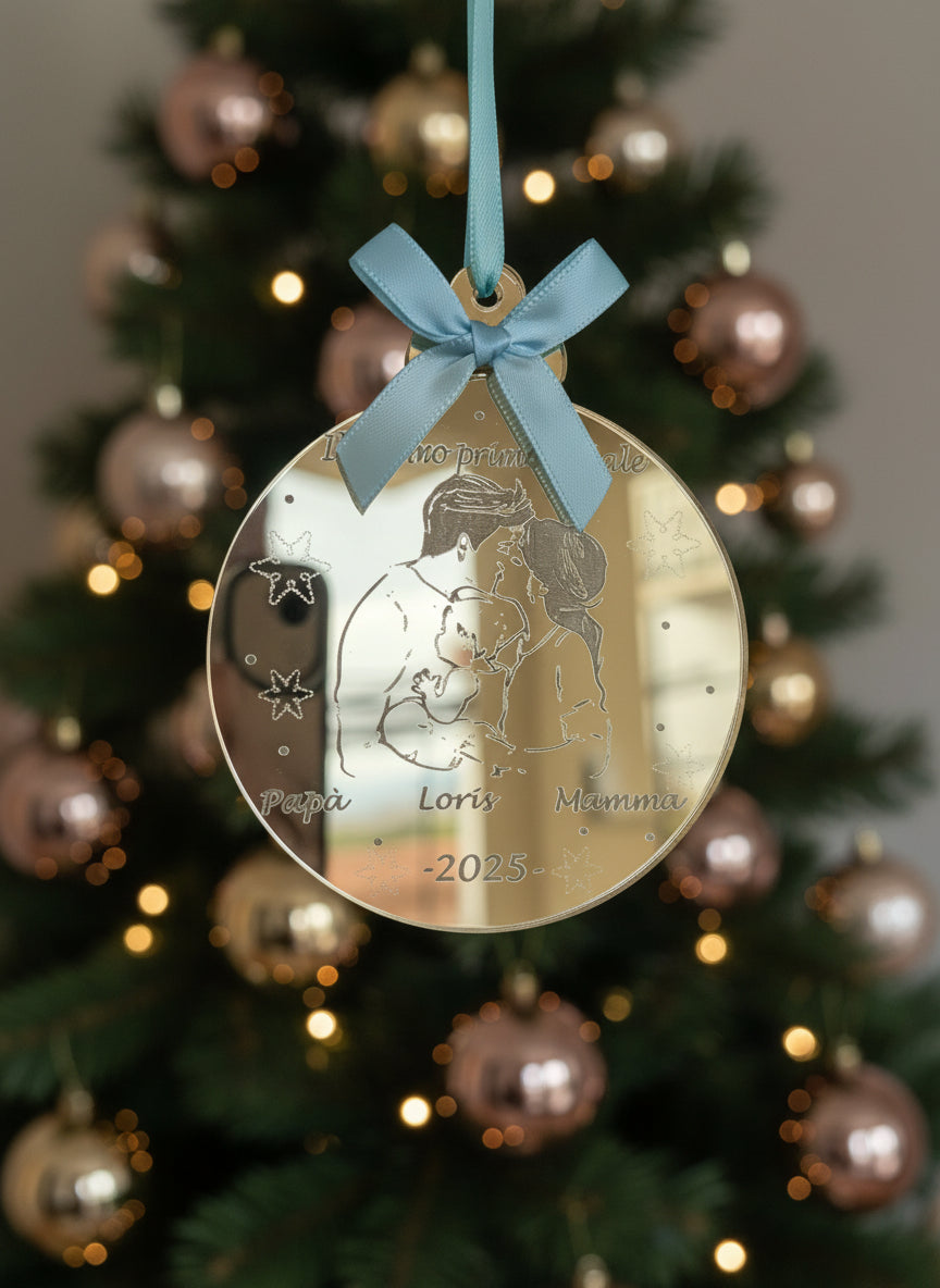 Pallina di Natale Mamma Papà e il nome del Bimbo