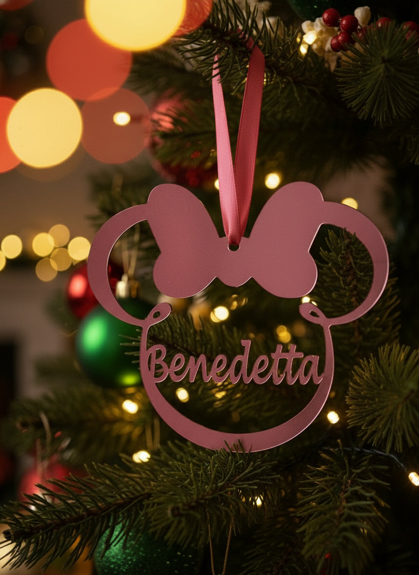 Palline Natalizie Personalizzate – Stile Topolina con Nome