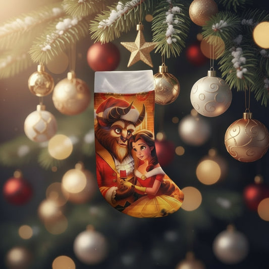 Calza Natalizia La bella e la bestia  - Personalizzabile con Nome in Plexiglass o Legno