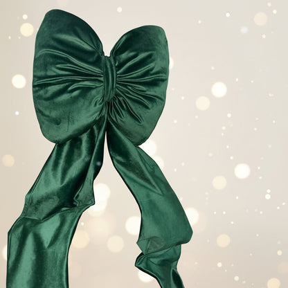 Grande Fiocco Verde in Velluto per Albero di Natale