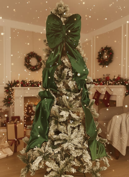 Grande Fiocco Verde in Velluto per Albero di Natale