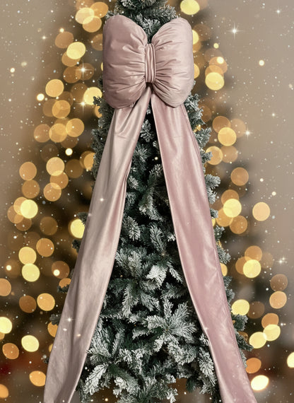Grande Fiocco Rosa in Velluto per Albero di Natale