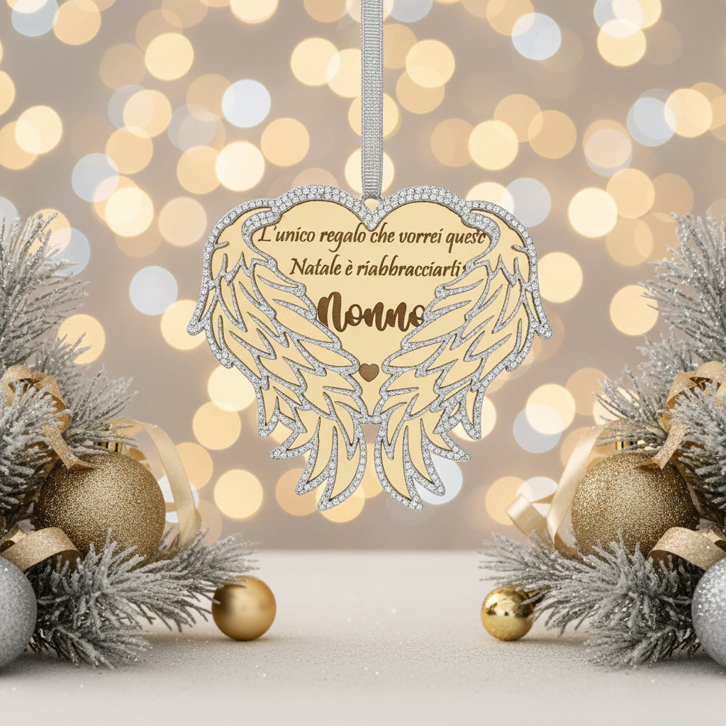 Decorazione Natalizia a Forma di Cuore con Ali d’Angelo