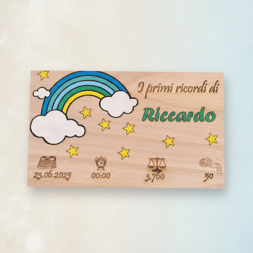 Scatola dei Ricordi Personalizzata – con Nome, Data di Nascita, Peso e lunghezza