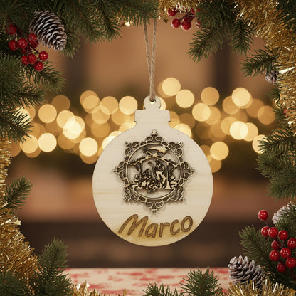 Pallina di Natale in Legno Personalizzata con Nome – Decorazione Natalizia Artigianale Incisa