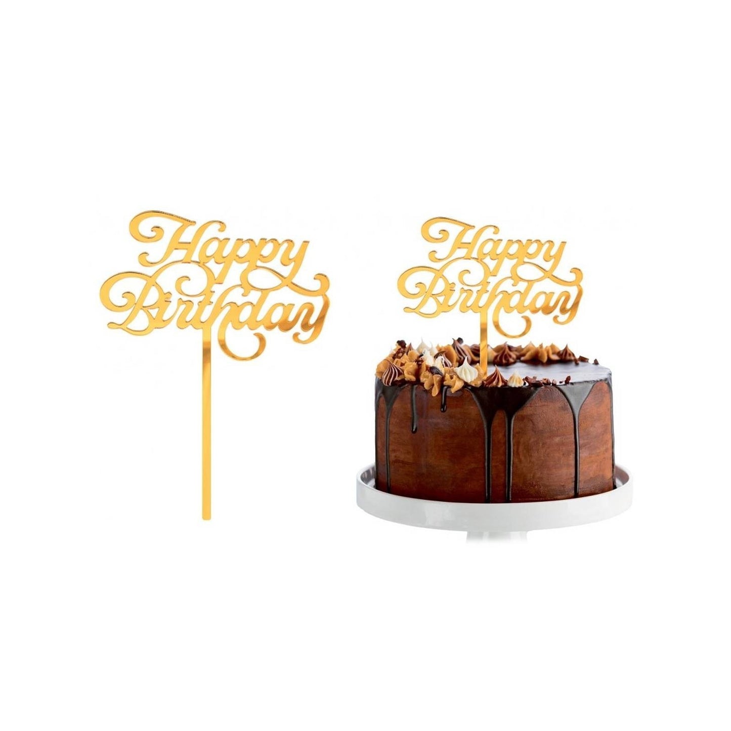 Topper in plexiglass specchiato "Happy Bithday "
