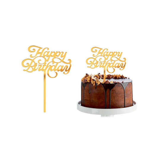 Topper in plexiglass specchiato "Happy Bithday "