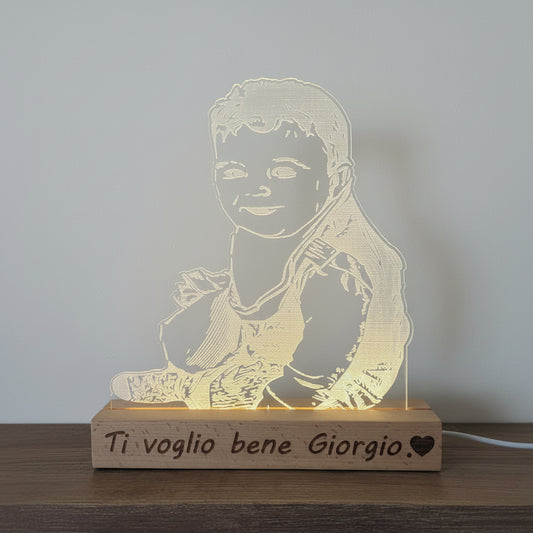 Lampada in Legno con dedica personalizzata