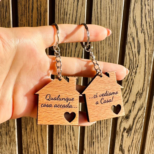 2 Portachiavi in legno casetta