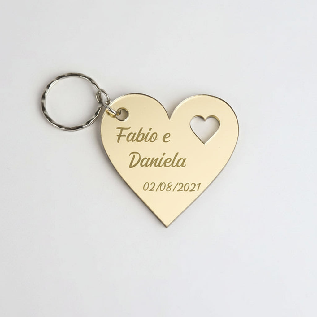 Portachiavi in Plexiglass a forma di cuore con incisione