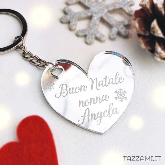 Portachiavi Natalizio Cuore con Dedica